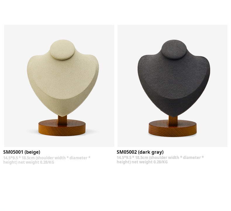Necklace display stand, solid wood microfiber necklace, model neck, portrait frame, pendant display, neck mask holder