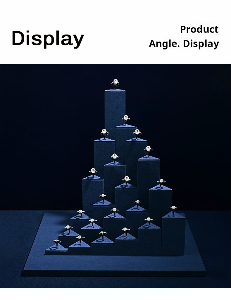 Ring Display Props Blue Microfiber Ring Holder Display Storage Ornament Ring Display Stand