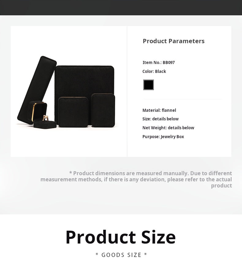 Light Luxury Jet Black Ring Box, Small Fine Jewelry Box, Necklace, Bracelet Jewelry Packaging Box, Gift Box