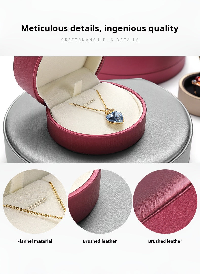 Leather Round Jewelry Box Necklace Bracelet Packaging Box Jewelry Storage Gift Box