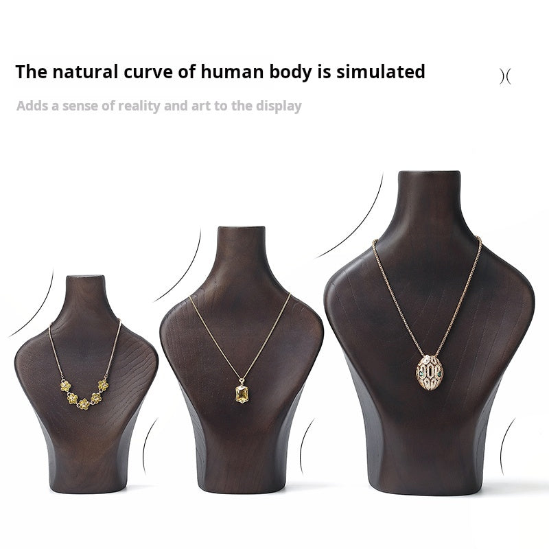 Necklace display stand, solid wood, walnut jewelry display stand, pendant hanger, portrait neck rack, jewelry display props