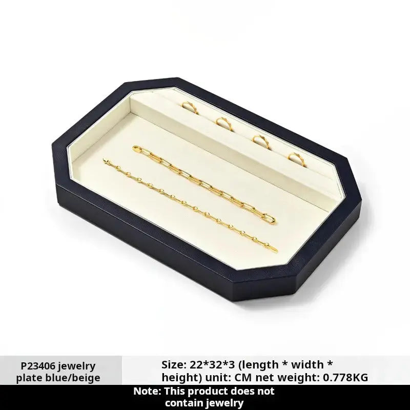 Jewelry Plate PU Leather Jewelry Display Plate Fleece Necklace Ring Pendant Display Jewelry Viewing Pallet Jim Display