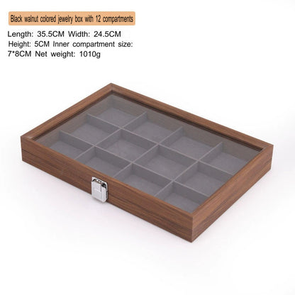 High-end walnut color look at the pallet jewelry tray jewelry display ornament large capacity bracelet earrings storage box