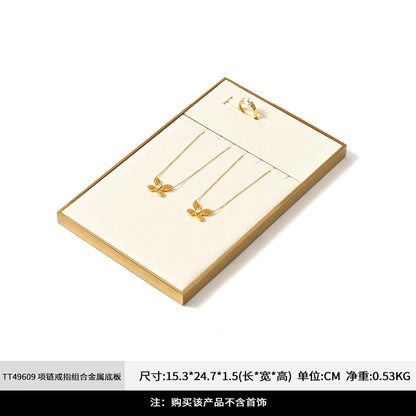 Luxury microfiber jewelry display plate mirror gold high-end ring necklace pendant display props