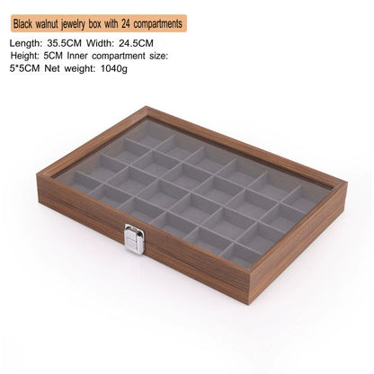 High-end walnut color look at the pallet jewelry tray jewelry display ornament large capacity bracelet earrings storage box