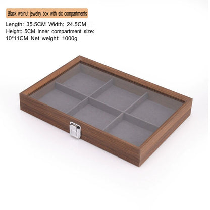 High-end walnut color look at the pallet jewelry tray jewelry display ornament large capacity bracelet earrings storage box