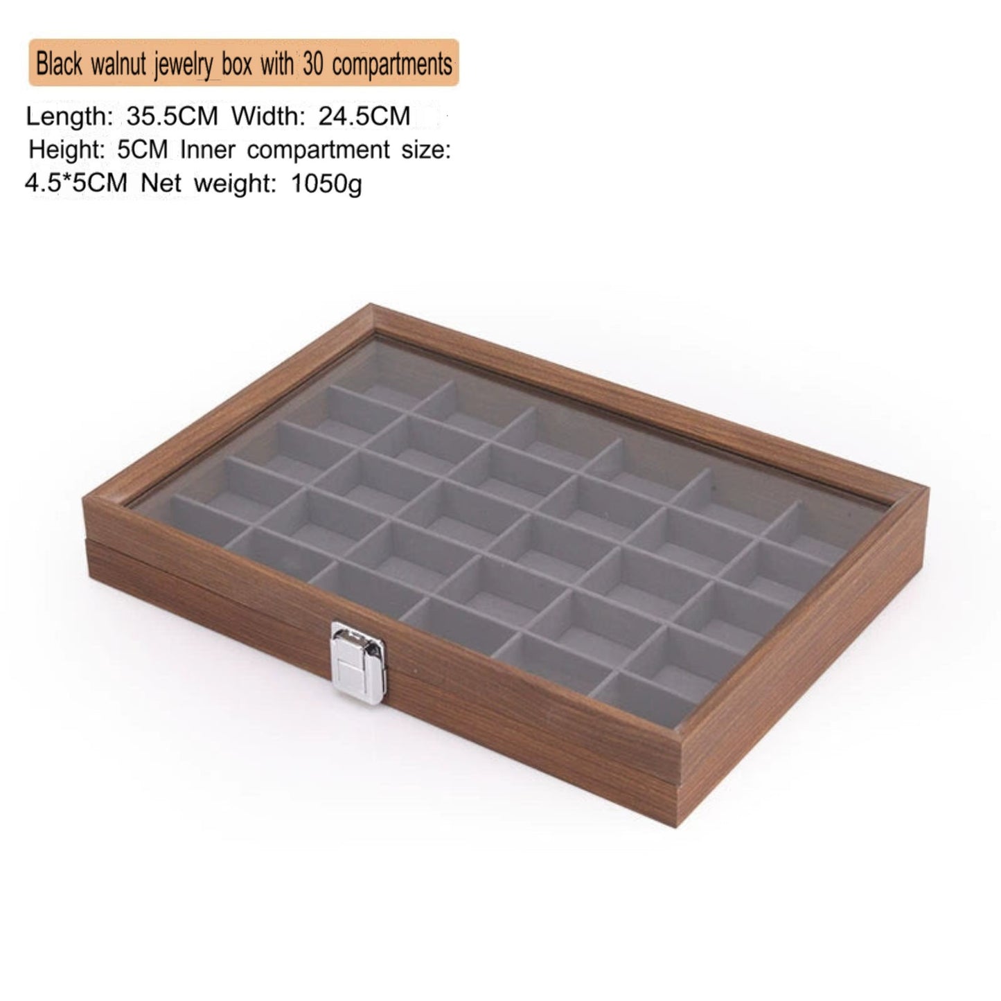 High-end walnut color look at the pallet jewelry tray jewelry display ornament large capacity bracelet earrings storage box