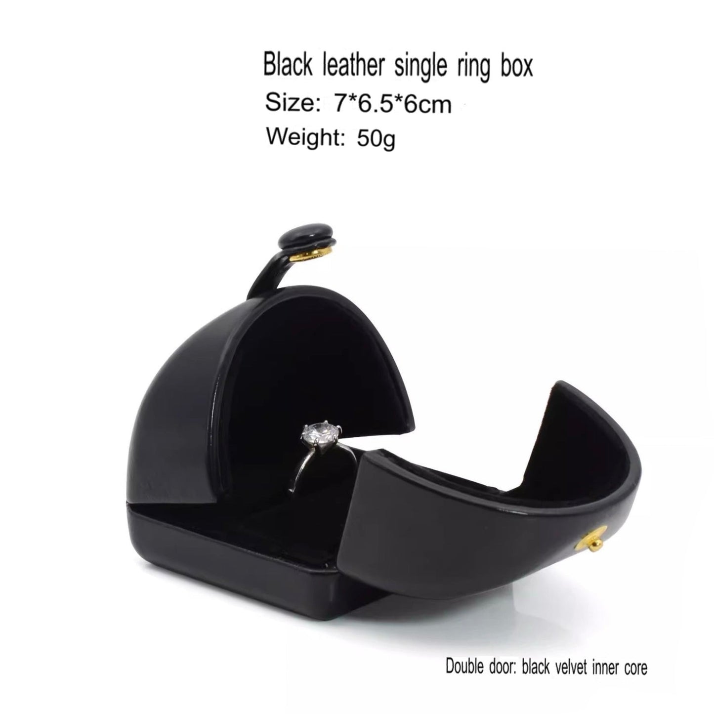 Double opening black leather creative jewelry box engagement ring box jewelry box earring box necklace box bracelet box