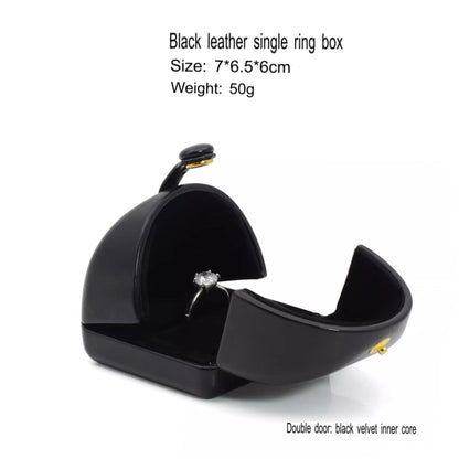 Double opening black leather creative jewelry box engagement ring box jewelry box earring box necklace box bracelet box