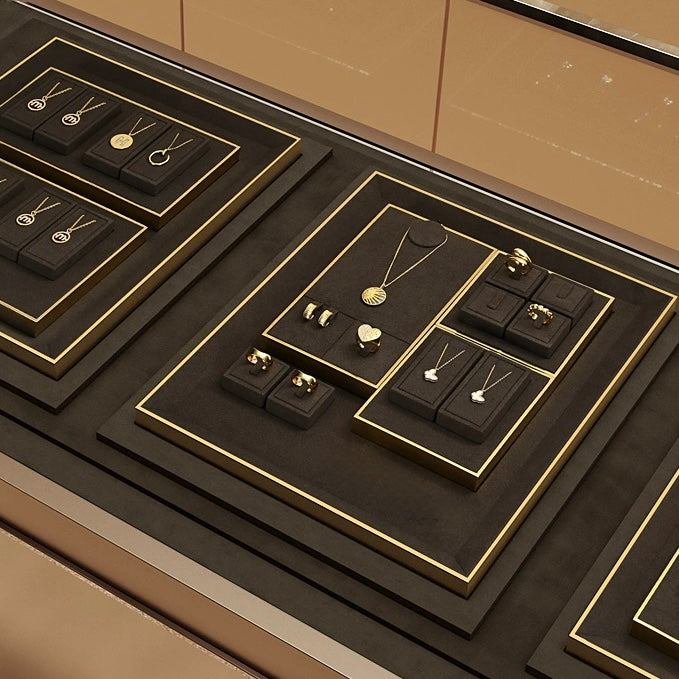 Light luxury jewelry display props, high-end metal microfiber necklace, ring counter, jewelry display rack