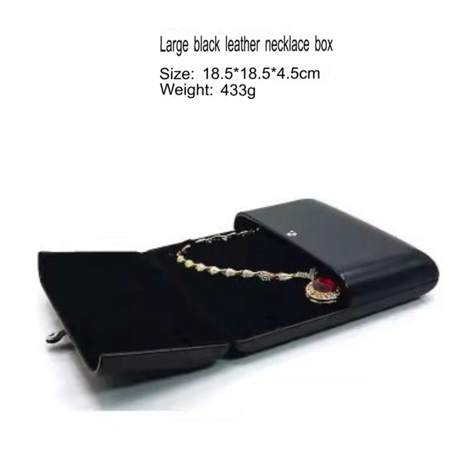 Double opening black leather creative jewelry box engagement ring box jewelry box earring box necklace box bracelet box