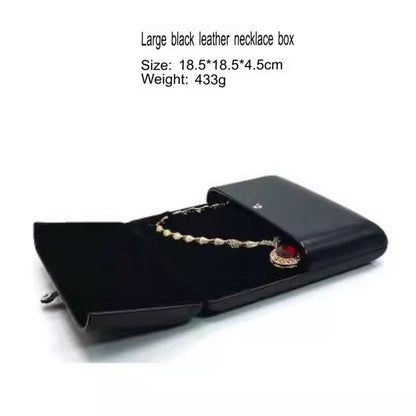 Double opening black leather creative jewelry box engagement ring box jewelry box earring box necklace box bracelet box