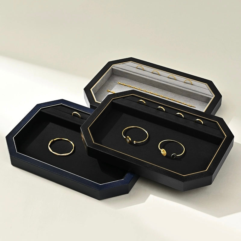 Jewelry Plate PU Leather Jewelry Display Plate Fleece Necklace Ring Pendant Display Jewelry Viewing Pallet