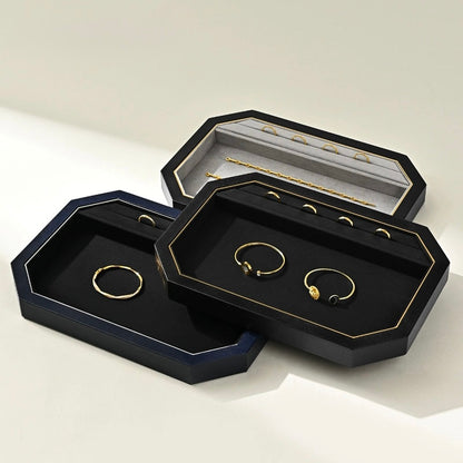 Jewelry Plate PU Leather Jewelry Display Plate Fleece Necklace Ring Pendant Display Jewelry Viewing Pallet