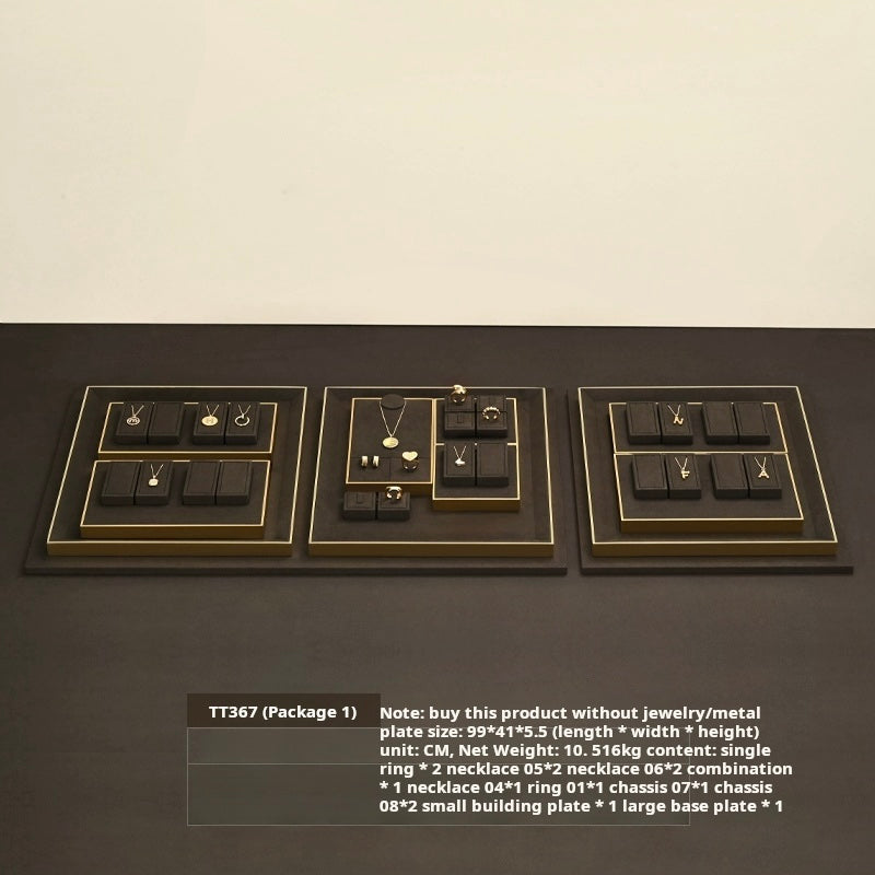 Light luxury jewelry display props, high-end metal microfiber necklace, ring counter, jewelry display rack