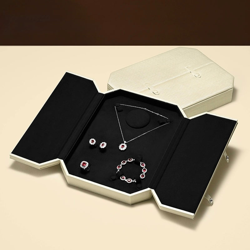 Jewelry Box Folio Snap Ring Necklace Earrings Bracelet Set Box Jewelry Gift Box