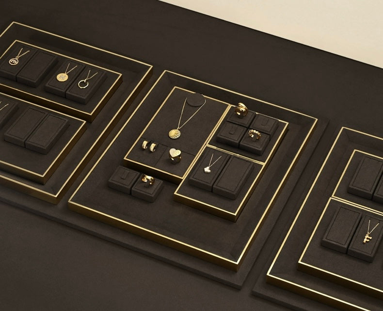 Light luxury jewelry display props, high-end metal microfiber necklace, ring counter, jewelry display rack