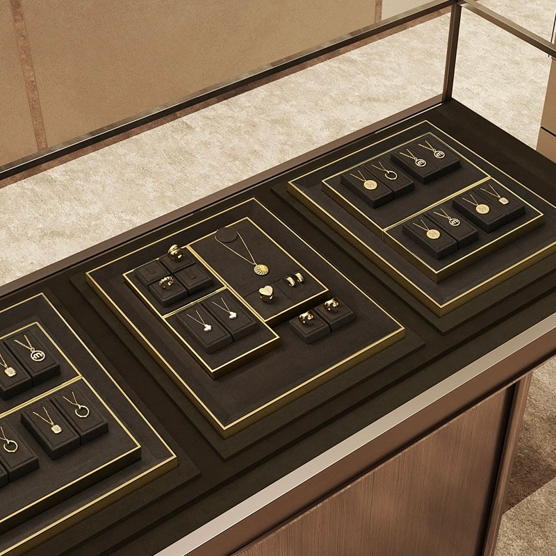 Light luxury jewelry display props, high-end metal microfiber necklace, ring counter, jewelry display rack