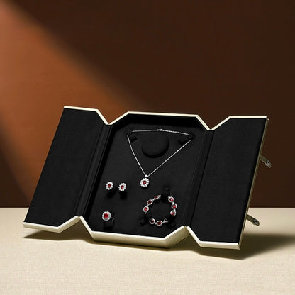 Jewelry Box Folio Snap Ring Necklace Earrings Bracelet Set Box Jewelry Gift Box