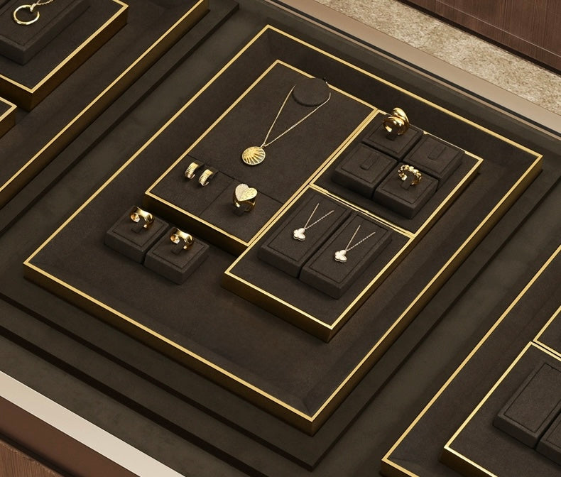 Light luxury jewelry display props, high-end metal microfiber necklace, ring counter, jewelry display rack