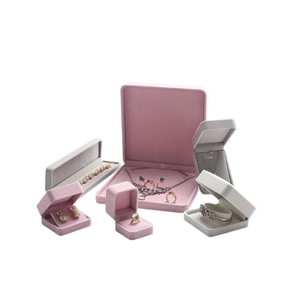 [Clearance] Flannel ring box pink necklace bracelet box earrings stud small delicate wrapping gift box