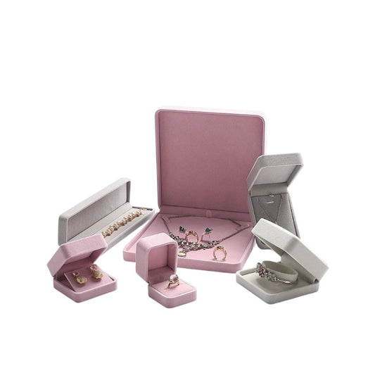 [Clearance] Flannel ring box pink necklace bracelet box earrings stud small delicate wrapping gift box