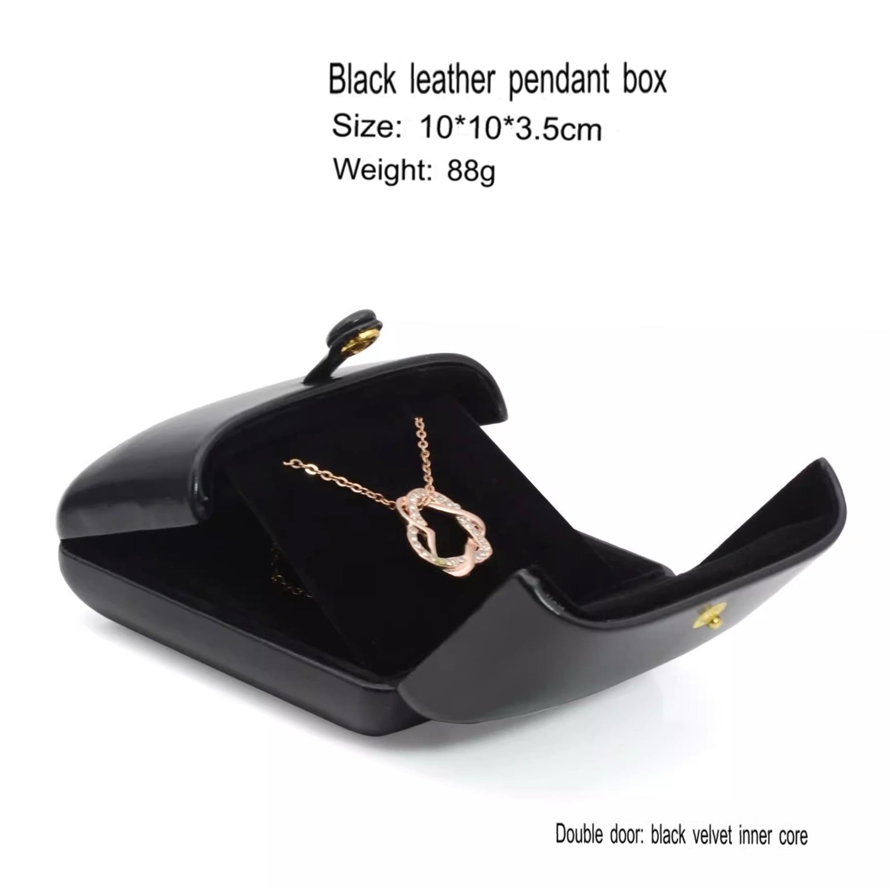 Double opening black leather creative jewelry box engagement ring box jewelry box earring box necklace box bracelet box