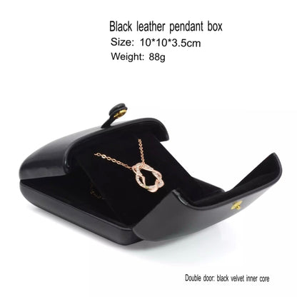 Double opening black leather creative jewelry box engagement ring box jewelry box earring box necklace box bracelet box