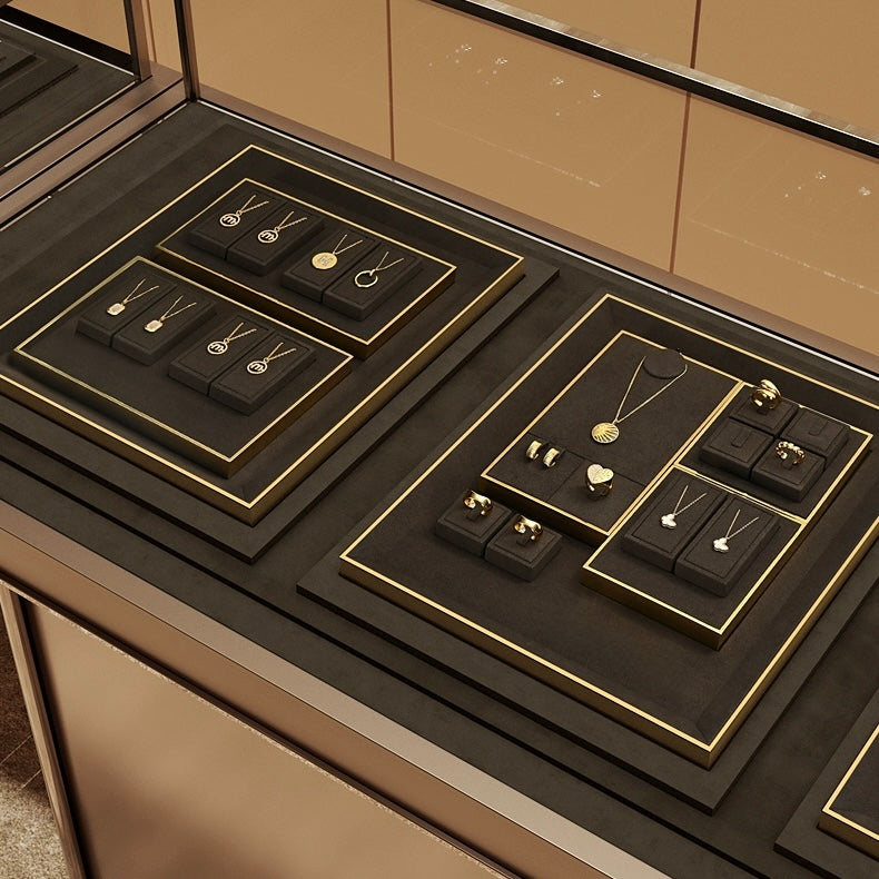 Light luxury jewelry display props, high-end metal microfiber necklace, ring counter, jewelry display rack