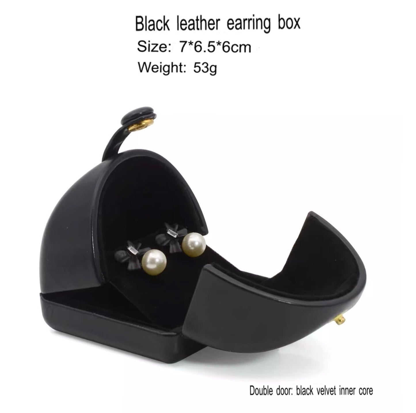 Double opening black leather creative jewelry box engagement ring box jewelry box earring box necklace box bracelet box