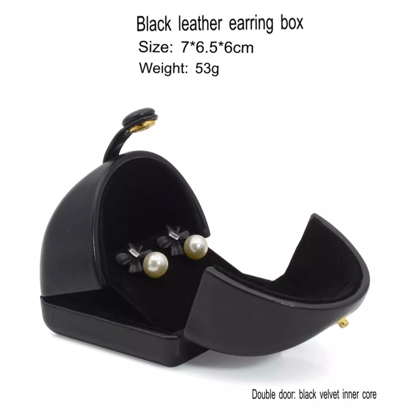 Double opening black leather creative jewelry box engagement ring box jewelry box earring box necklace box bracelet box