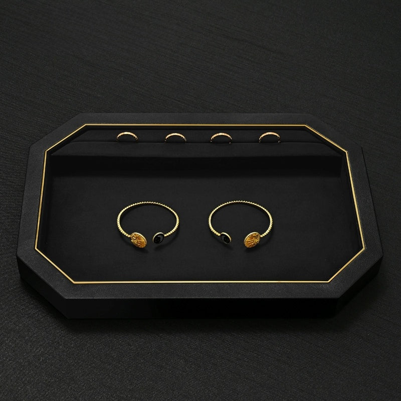 Jewelry Plate PU Leather Jewelry Display Plate Fleece Necklace Ring Pendant Display Jewelry Viewing Pallet