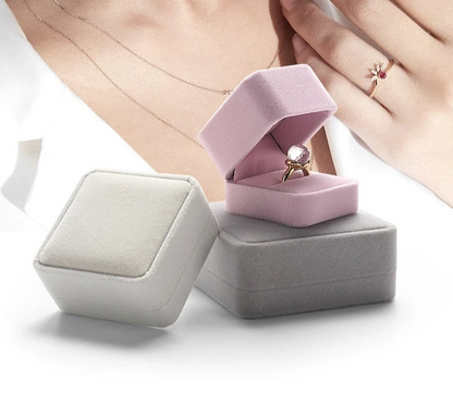 [Clearance] Flannel ring box pink necklace bracelet box earrings stud small delicate wrapping gift box