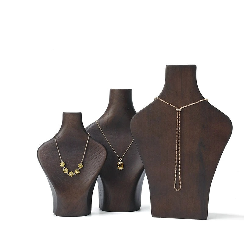 Necklace display stand, solid wood, walnut jewelry display stand, pendant hanger, portrait neck rack, jewelry display props