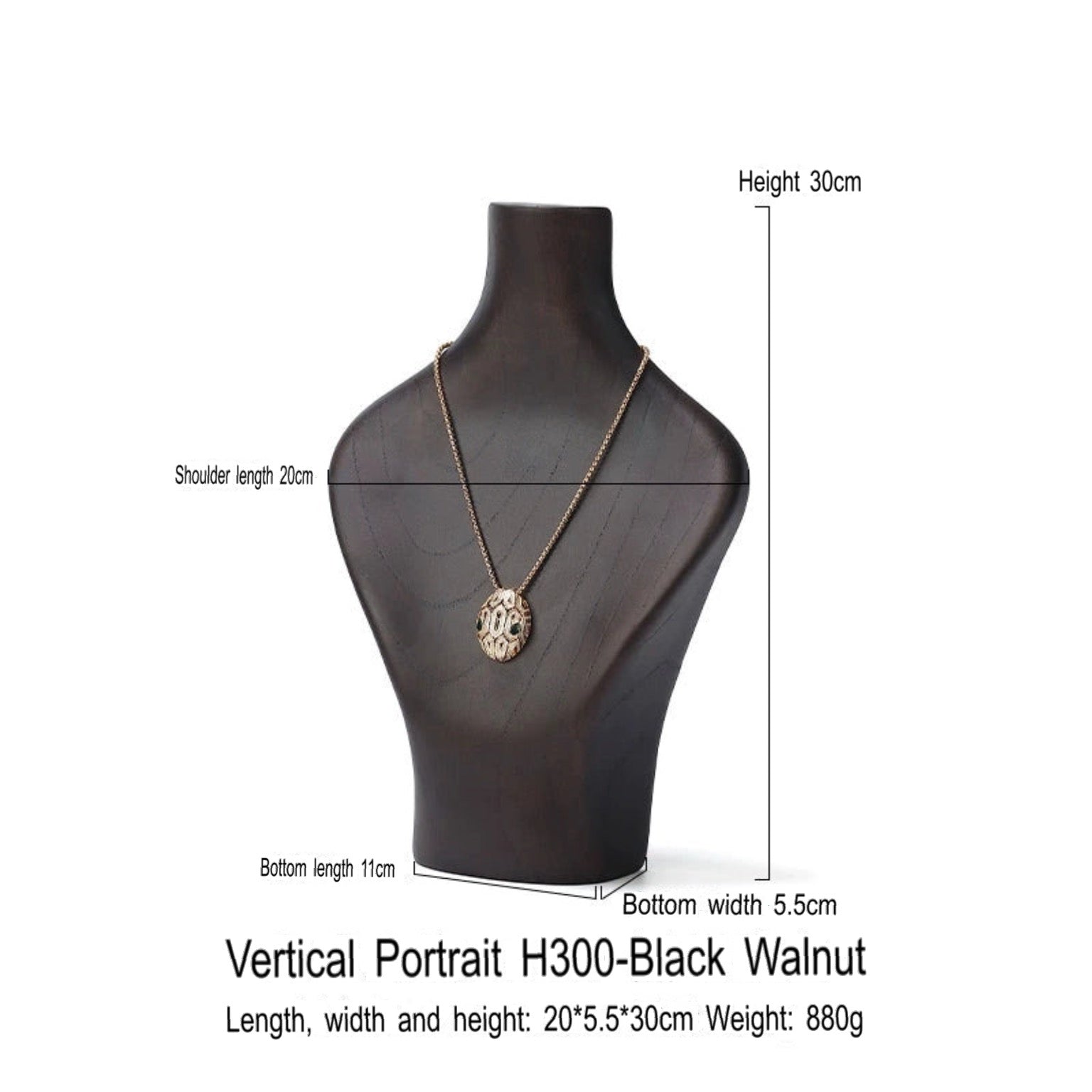 Necklace display stand, solid wood, walnut jewelry display stand, pendant hanger, portrait neck rack, jewelry display props
