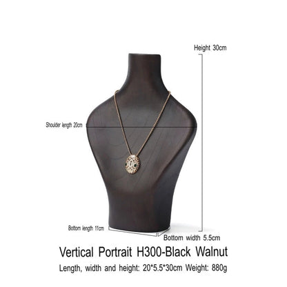 Necklace display stand, solid wood, walnut jewelry display stand, pendant hanger, portrait neck rack, jewelry display props