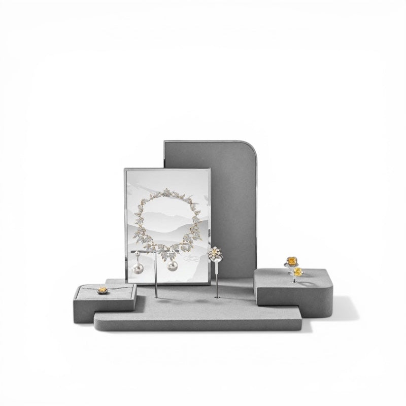 Luxury jewelry display props microfiber ring earrings necklace counter display display plate Jim Display