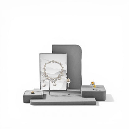 Luxury jewelry display props microfiber ring earrings necklace counter display display plate Jim Display