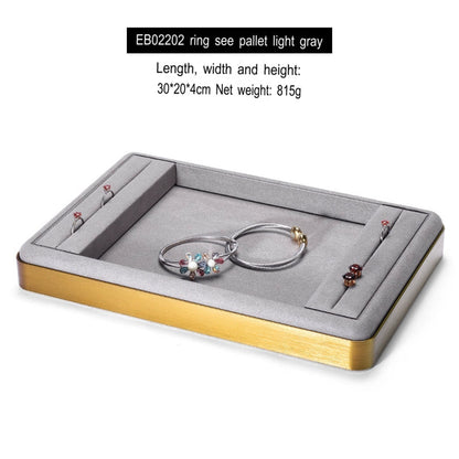 Light luxury jewelry tray jewelry display tray metal surround ring necklace bracelet storage tray store with viewing tray
