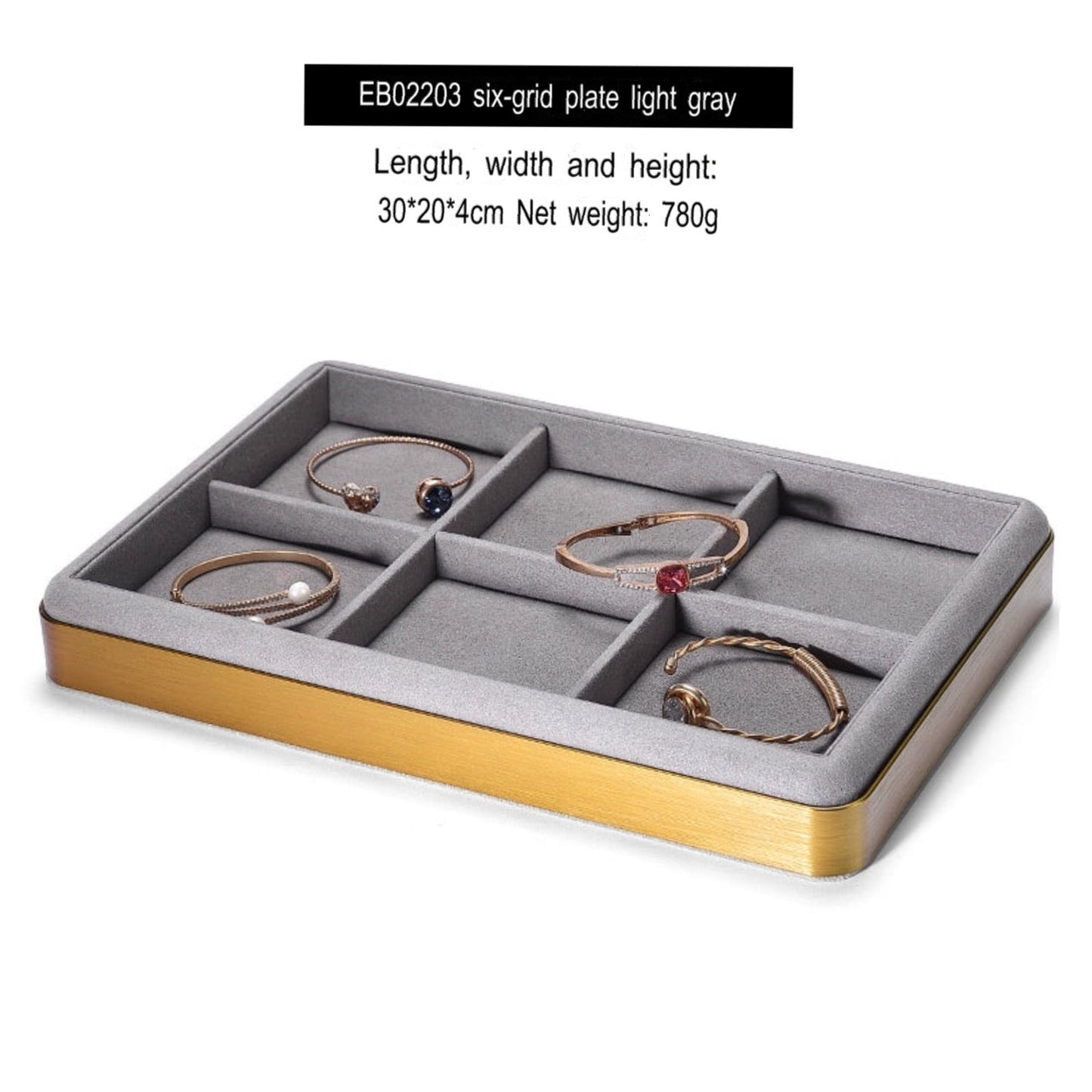 Light luxury jewelry tray jewelry display tray metal surround ring necklace bracelet storage tray store with viewing tray