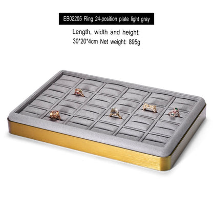 Light luxury jewelry tray jewelry display tray metal surround ring necklace bracelet storage tray store with viewing tray