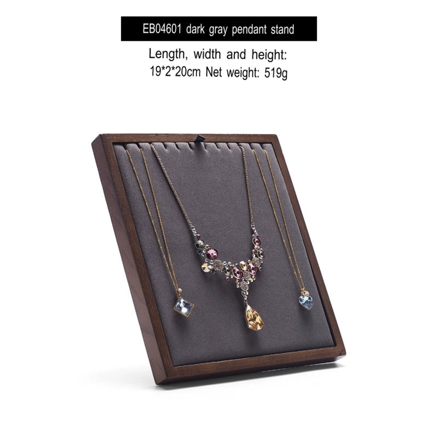 Folding Necklace Display Stand Solid Wood Microfiber Vertical Pendant Storage Rack Store Jewelry Display Props