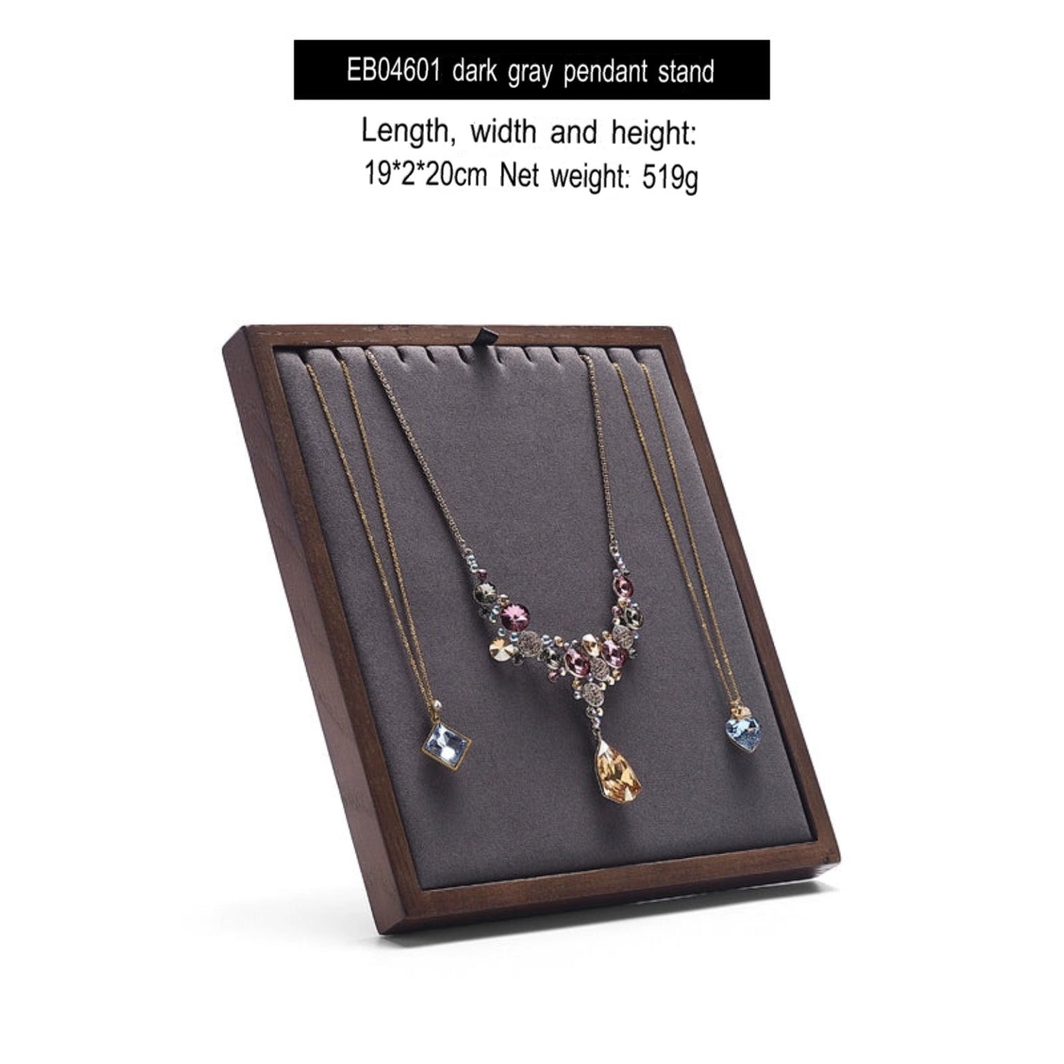 Folding Necklace Display Stand Solid Wood Microfiber Vertical Pendant Storage Rack Store Jewelry Display Props