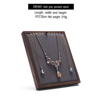 Folding Necklace Display Stand Solid Wood Microfiber Vertical Pendant Storage Rack Store Jewelry Display Props