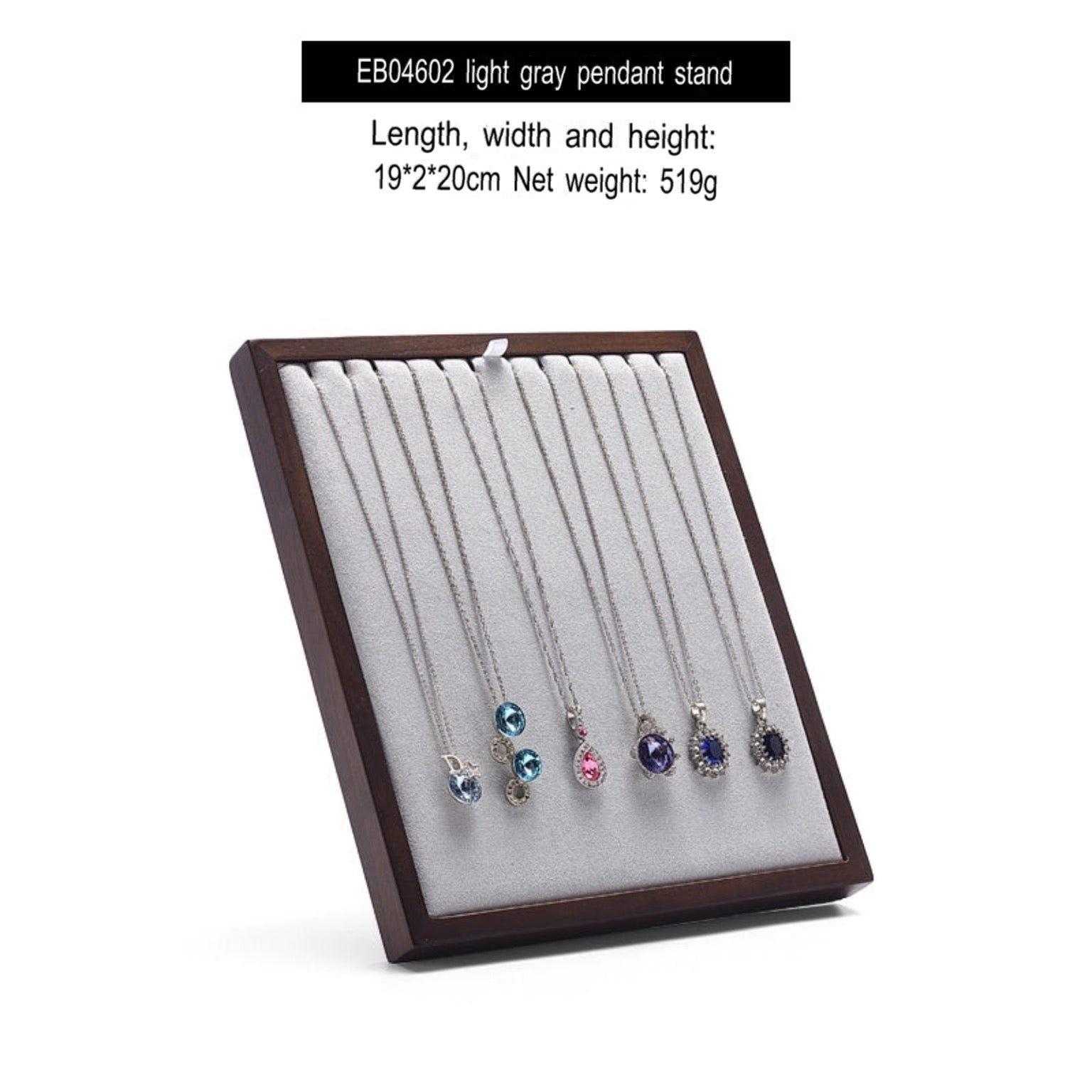 Folding Necklace Display Stand Solid Wood Microfiber Vertical Pendant Storage Rack Store Jewelry Display Props