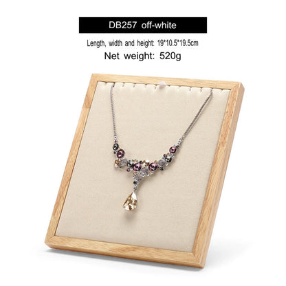 Folding Necklace Display Stand Solid Wood Microfiber Vertical Pendant Storage Rack Store Jewelry Display Props