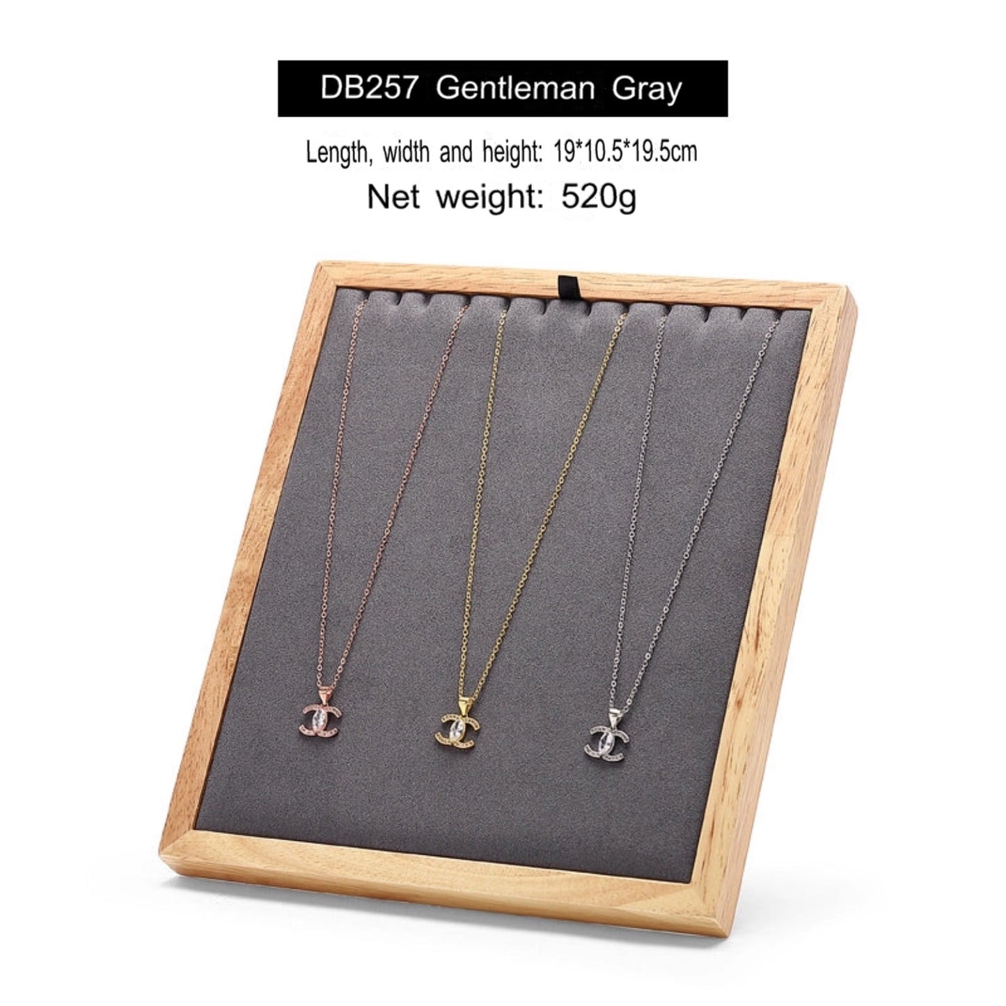 Folding Necklace Display Stand Solid Wood Microfiber Vertical Pendant Storage Rack Store Jewelry Display Props