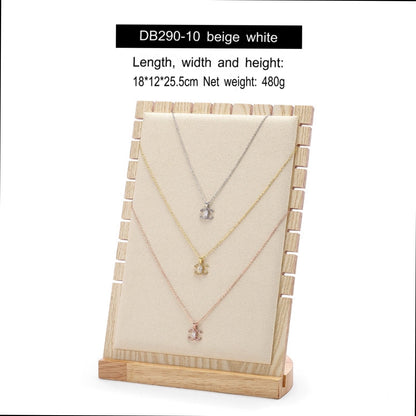 Folding Necklace Display Stand Solid Wood Microfiber Vertical Pendant Storage Rack Store Jewelry Display Props
