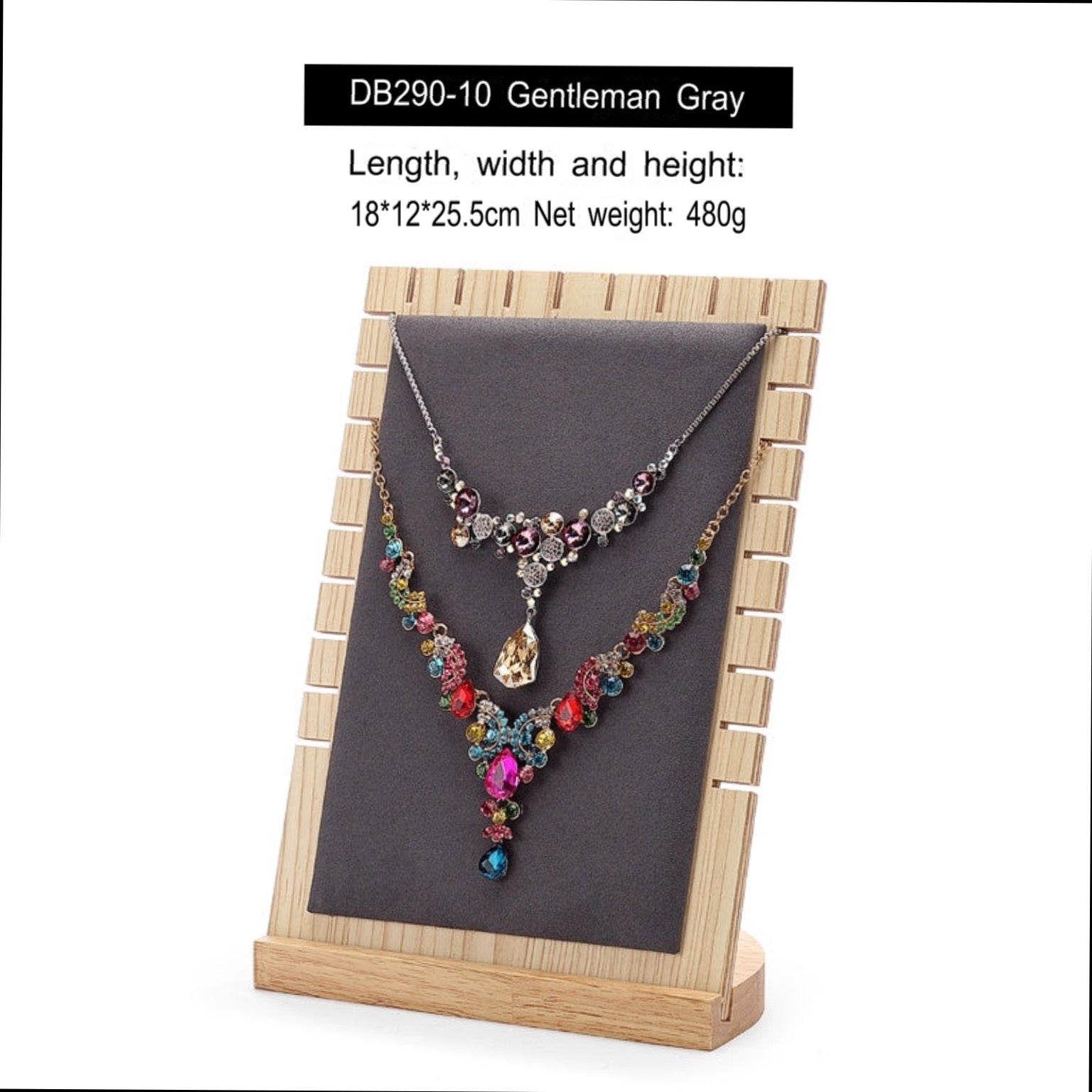 Folding Necklace Display Stand Solid Wood Microfiber Vertical Pendant Storage Rack Store Jewelry Display Props