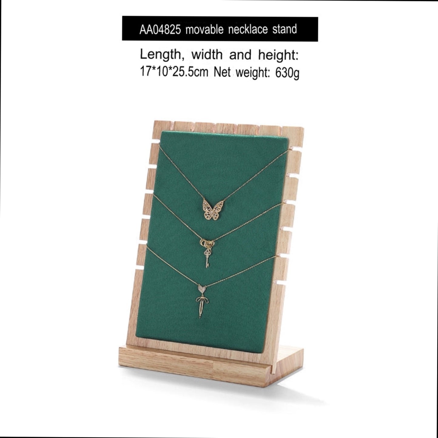 Folding Necklace Display Stand Solid Wood Microfiber Vertical Pendant Storage Rack Store Jewelry Display Props